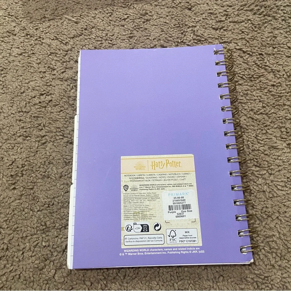 Primark Harry Potter Set Purple Chibi Wands At The Ready Pencil Case & Notebook